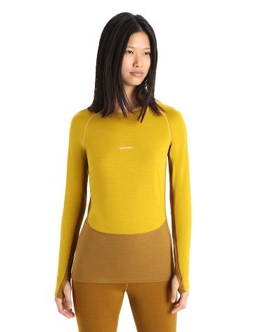 Silent Gold / Clove Icebreaker 200 ZoneKnit™ Merino Long Sleeve Crewe Women's Base Layers | AU 1849MQZA